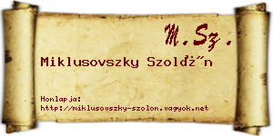 Miklusovszky Szolón névjegykártya
